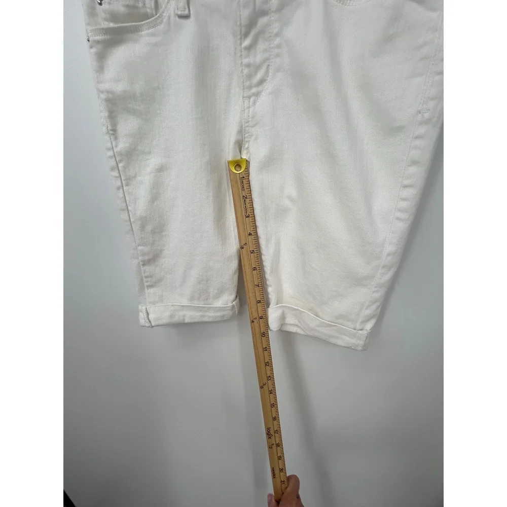 Denizen Levi's Women White Bermuda Denim Shorts Size 2 W26 Cuffed Mid Rise